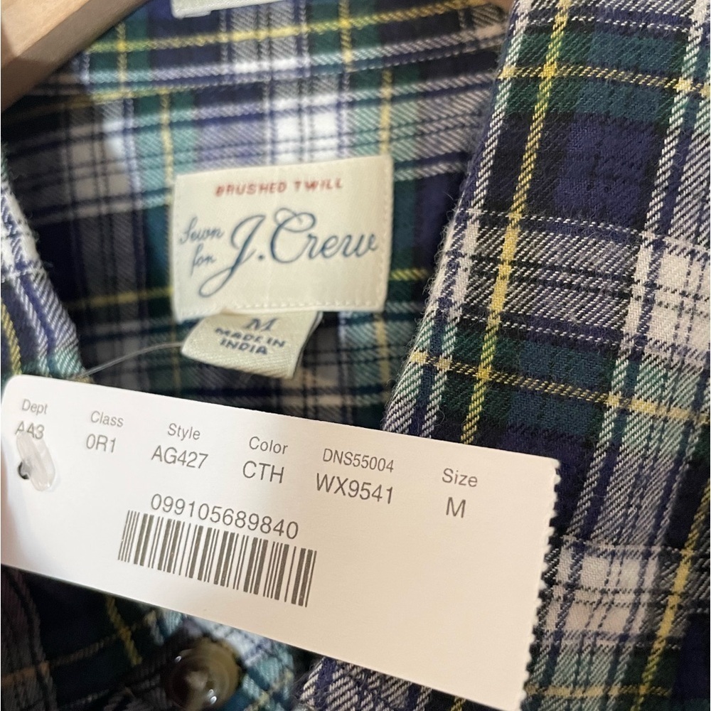 NWT J. Crew Slim Fit Brushed Twill Plaid Flannel Shirt Size Medium Soft & New! - Picture 5 of 12